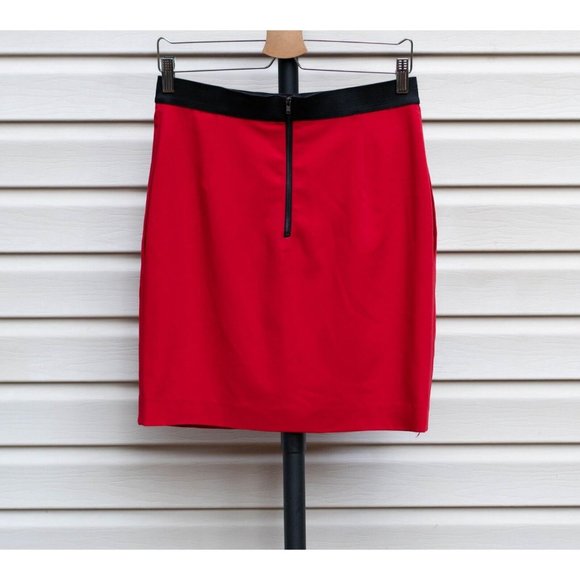 Cynthia Steffe Womens Surplice Mini Pencil Skirt Red Size 6 Lined has Pockets ❤️ - Picture 2 of 4
